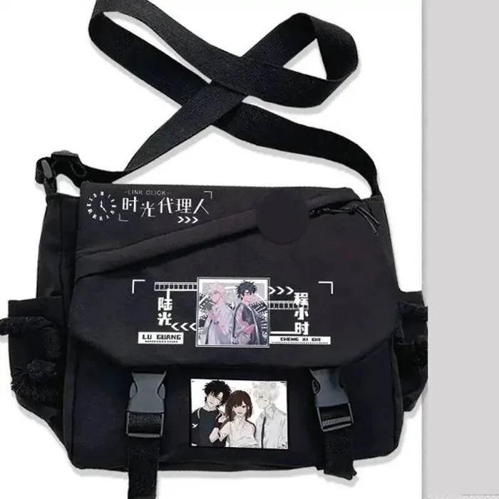 

Черно-белые сумки через плечо для студентов-подростков, сумки через плечо большой емкости для школы, аниме-игры