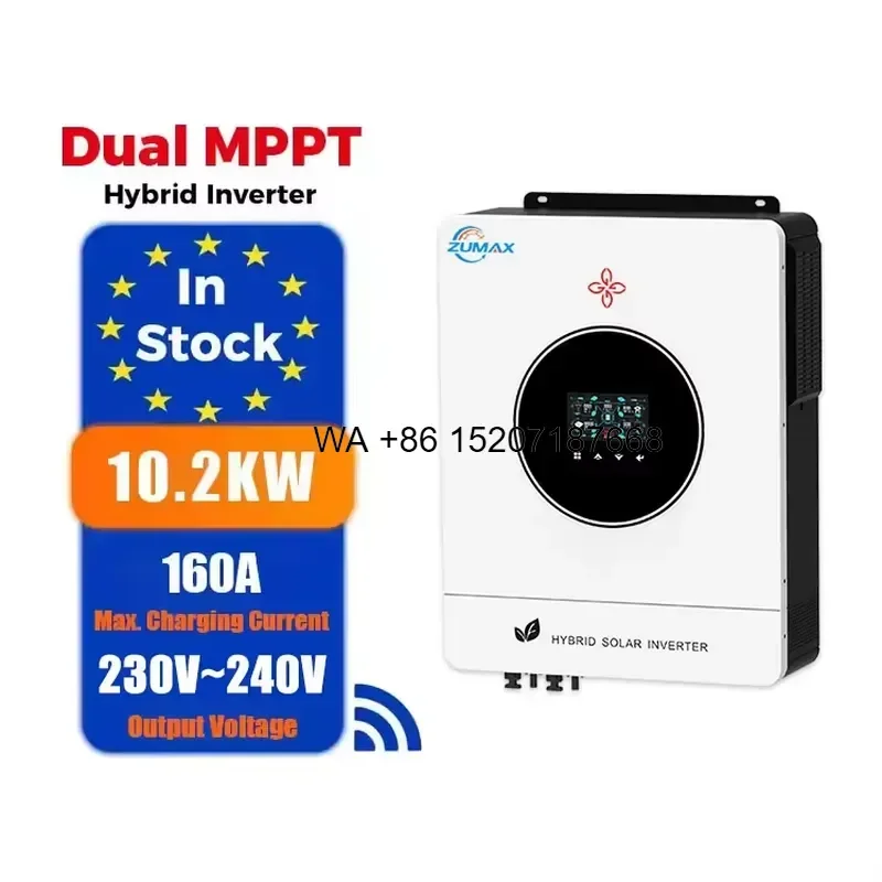 Wmwmnu for Zumax 10KW Single Phase On Off Grid Dual Output 6.2kw 8.2kw 10.2kw Pure Sine Wave Hybrid Inverter with MPPT 160A