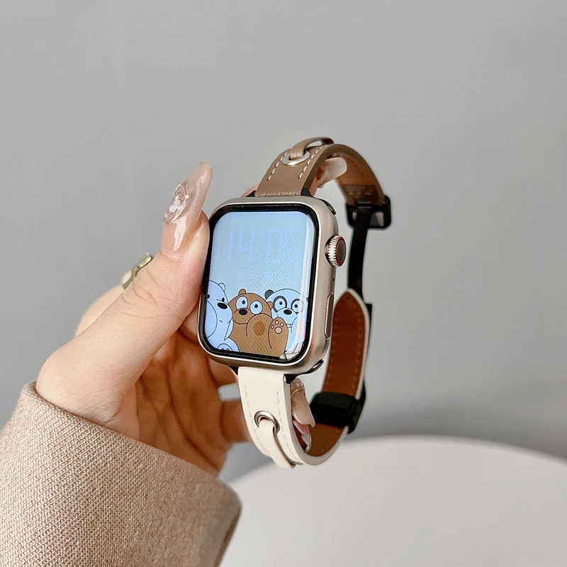 حزام المغناطيسي ل سوار ساعة يد آبل ، الرجعية الجلود سوار ، iWatch سلسلة 9 8 SE 4 3 الترا 2 ، 44 مللي متر ، 41 مللي متر ، 49 مللي متر ، 45 مللي متر ، 38 مللي متر ، 42 مللي متر