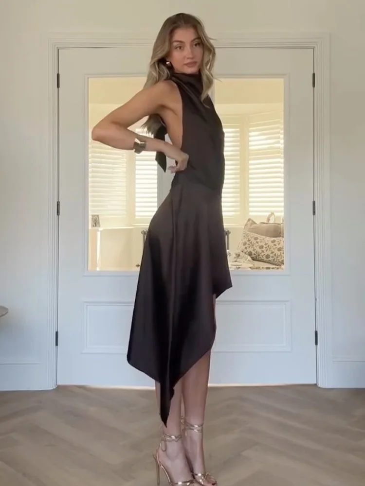 

Женское модное короткое платье HH 2026 с бантом и асимметричным подолом, летнее, без рукавов, с открытой спиной, на бретельках, для создания элегантного образа