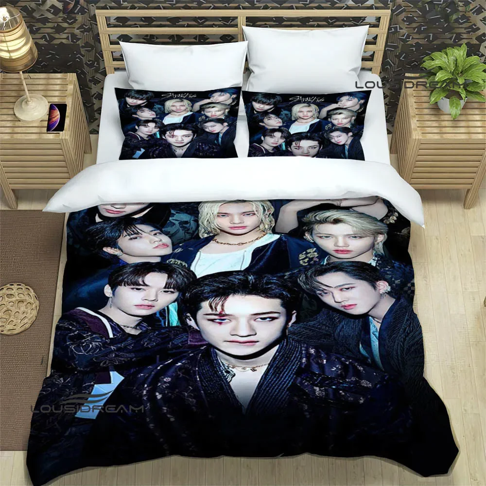 KPOP S-Stray-K-Kids print Bedding Sets exquisite bed supplies set duvet cover bed comforter set bedding set luxury birthday gift