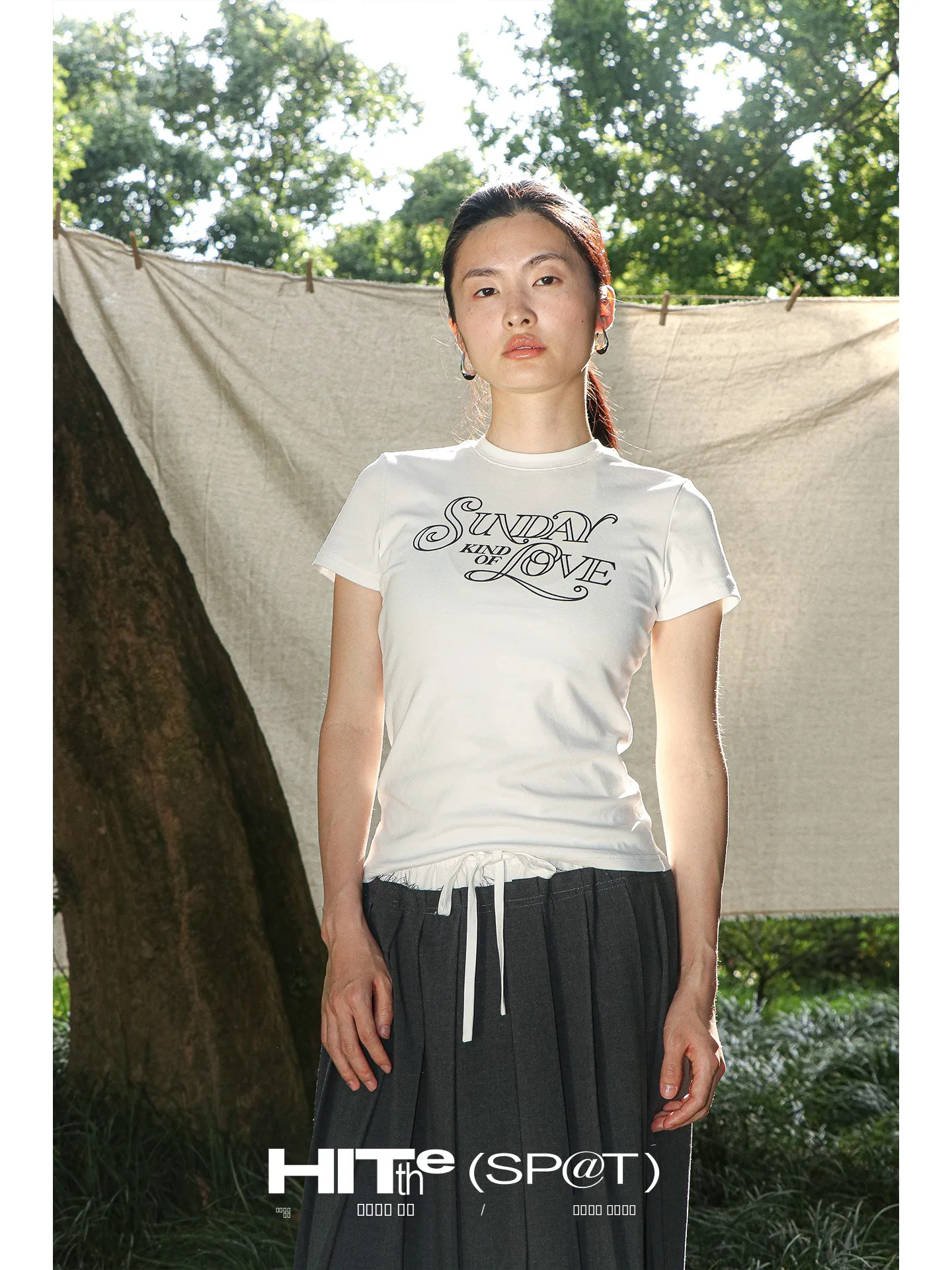 

Футболка HITTHE (SP@T) Slim Fit с круглым вырезом, простой принт, повседневный стиль, для лета, из смесового хлопка