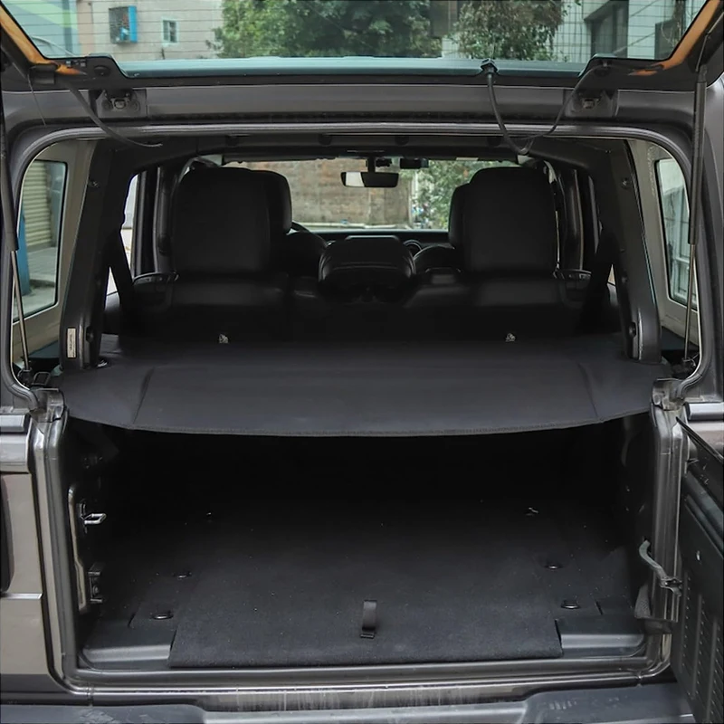 Rear Cargo Rack Cover Shield Trunk Protector Shade Shield Pad Organizer Black Oxford Cloth for Jeep Wrangler JL JLU (4-Door)
