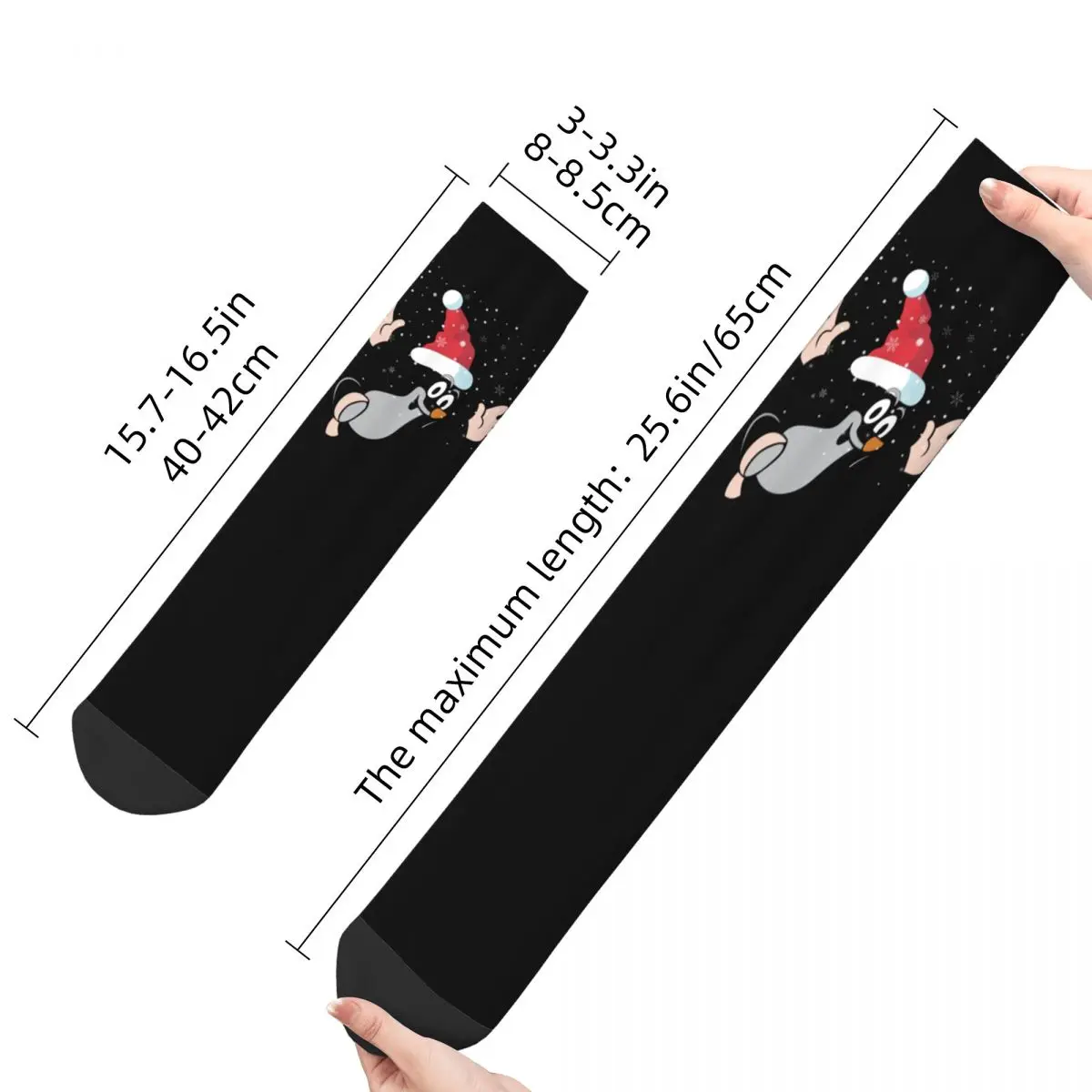 Colorful Merry Christmas Mole Sports Socks Krtek Little Maulwurf Cute Cartoon Polyester Crew Socks for Women Men Breathable