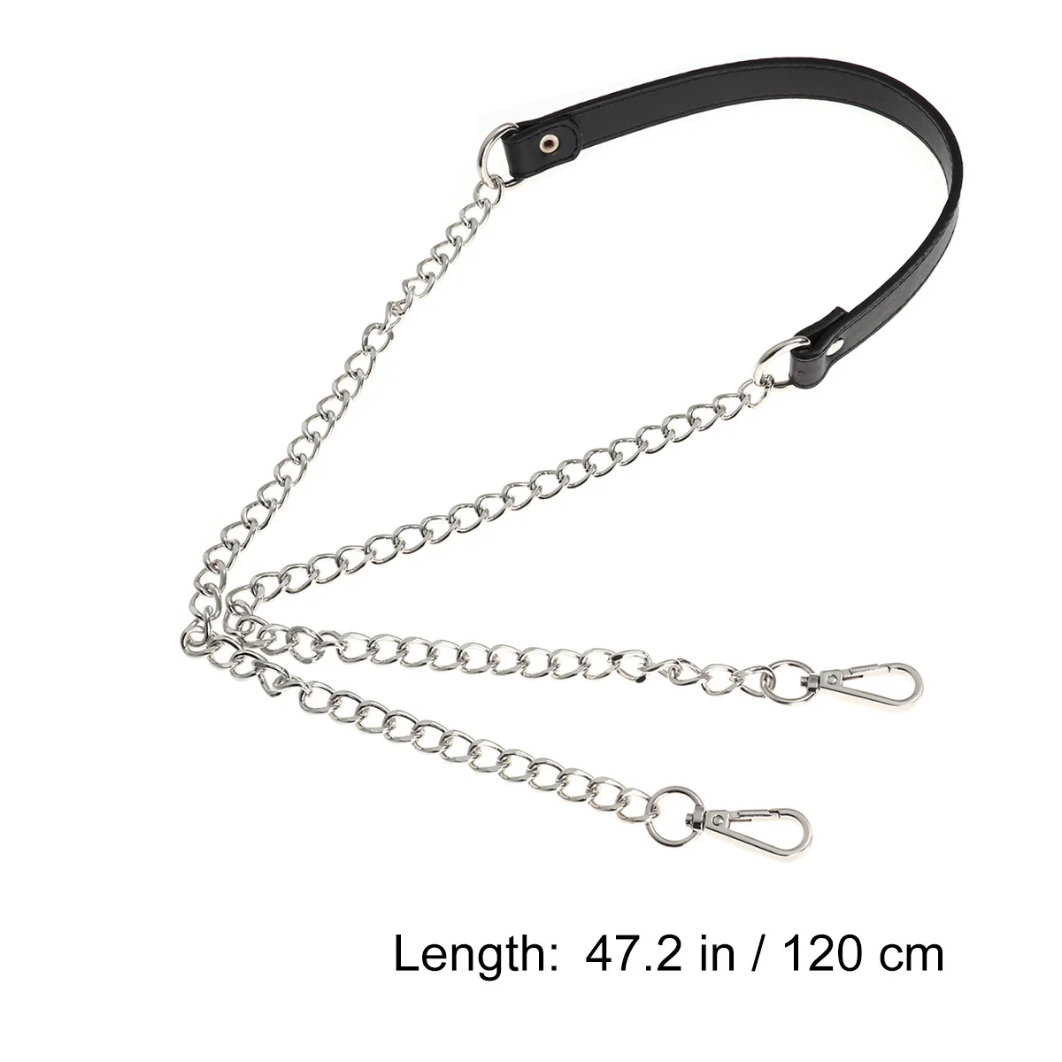 Bolso pequeño de cadena para mujer, accesorio de Metal PU, longitud 120Cm, dos hebillas, plateado, negro, para bolso de mano, bandolera mensajero