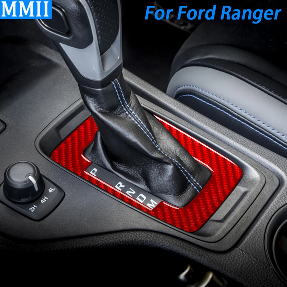 

Red Carbon Fiber Console Gear Shift Panel Decorative Cover Car Interior Accessories Sticker For Ford Ranger Sport 2020 2021 2022