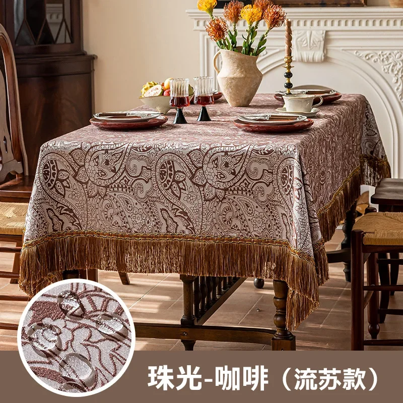 Jacquard tablecloth wear-resistant dining table mat dust-proof fabric soft cover furniture countertop protection pad decoration