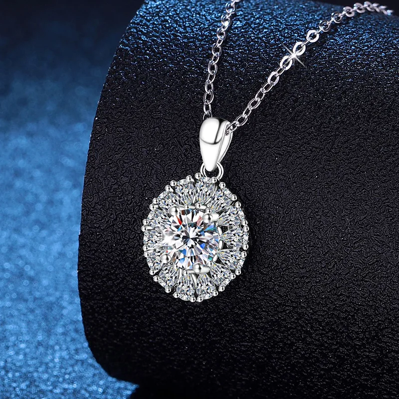 

Ожерелье PT950 из настоящей платины 18 карат, высококачественный кулон из муассанита с голубиным яйцом, ожерелье из муассанита цвета D 1 карат