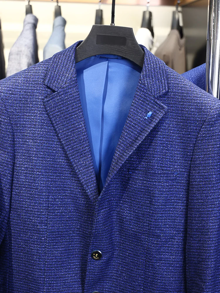 Homesi ربيع الخريف الشباب الرجال تنوعا 43 بدلة صوفية Jaet فضفاضة تناسب عادية طويلة Sve اثنين زر الياقة الكلاسيكية #3