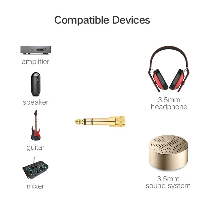 Jack 3.5 Speaker Connector 6.35mm Male to 3.5mm Female Audio Connector 3.5 Jack Aux Cable for Speaker Guitar Jack 6.35