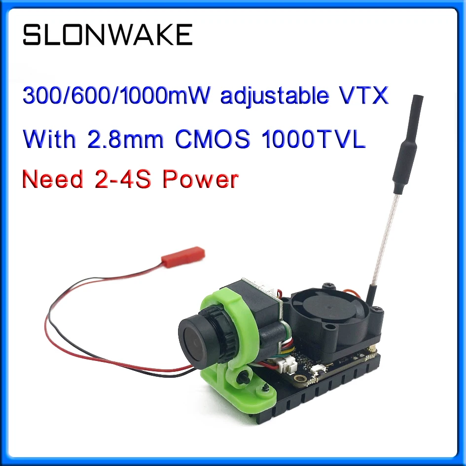 SLONWAKE 5.8G 48CH 300mW/600mW/1000mW adjustable VTX Transmitter Camera 1000TVL 2.8mm lens For Long Rang FPV Racing Drone