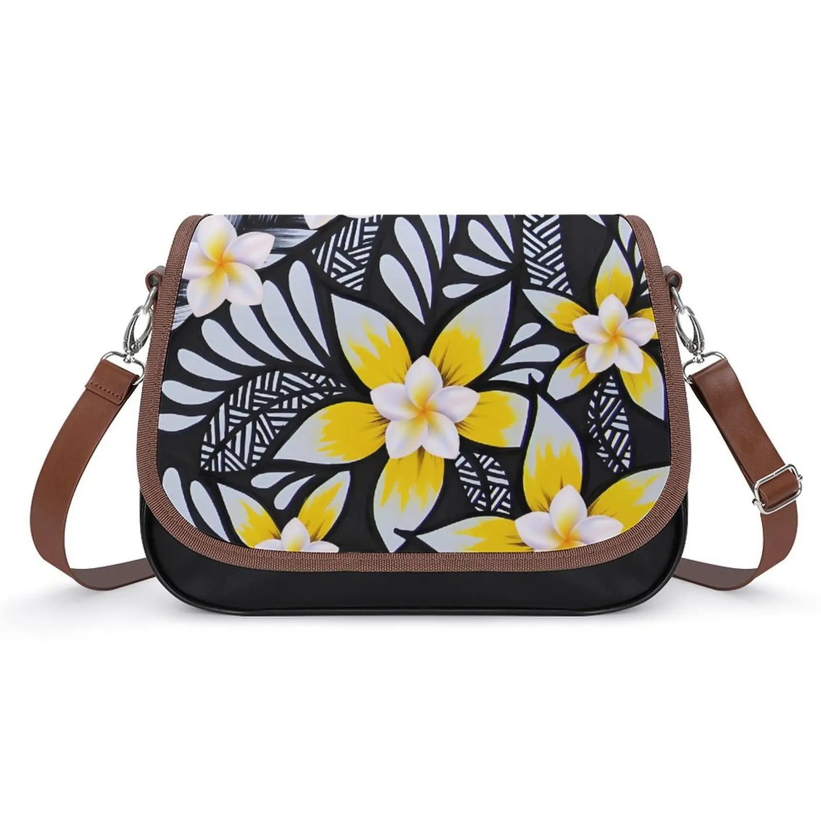 

Polynesian Flower Pattern Custom Women'S Pu Crossbody Bag For Banquets Festival Samoan Island Hibiscus Flower Design Women'S Bag