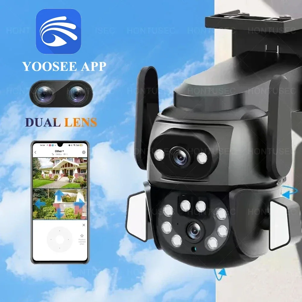 

Yoosee 4K 8MP WiFi PTZ Camera Dual Lens Dual Screen CCTV 4MP Outdoor Auto Track Color Night Vision Wireless Security Camera