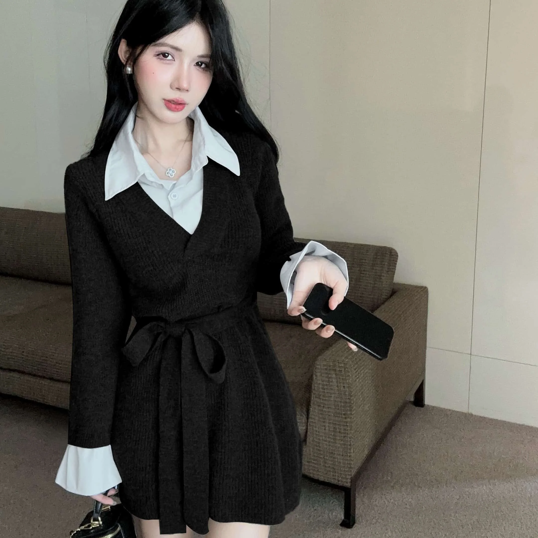 

Женские зимние пуловеры с мехом, крупной вязки, утепленные, теплые, с высоким воротом, однотонные, базовые, повседневные, свободного кроя, в стиле Ins