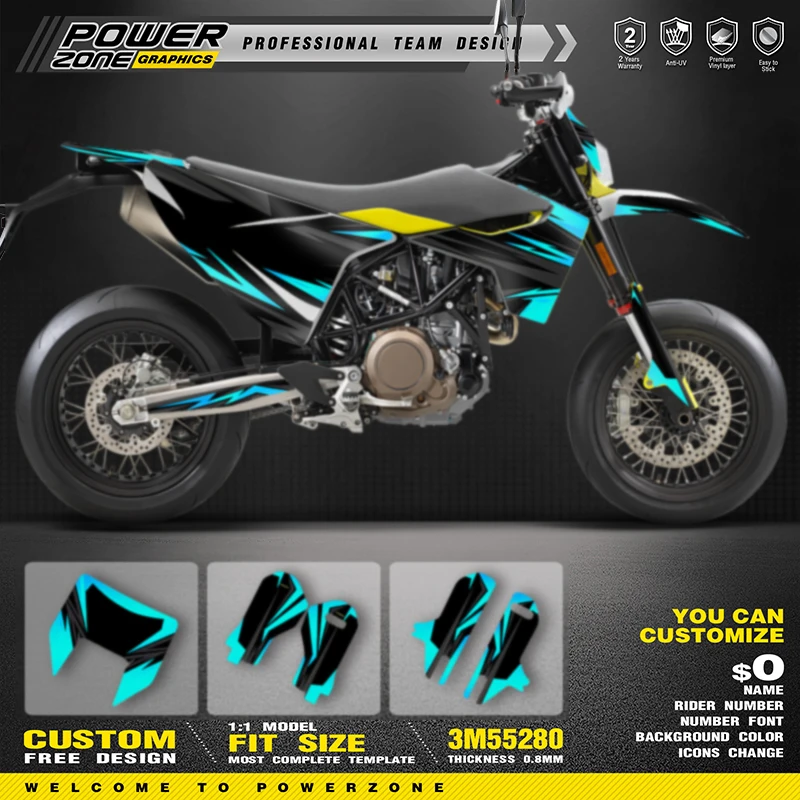 

PowerZone Custom Team Graphics Decals Stickers Kit For Husqvarna Decal 15-20 701 SUPERMOTO ENDURO 2015-2017 2018 2019 2020 09