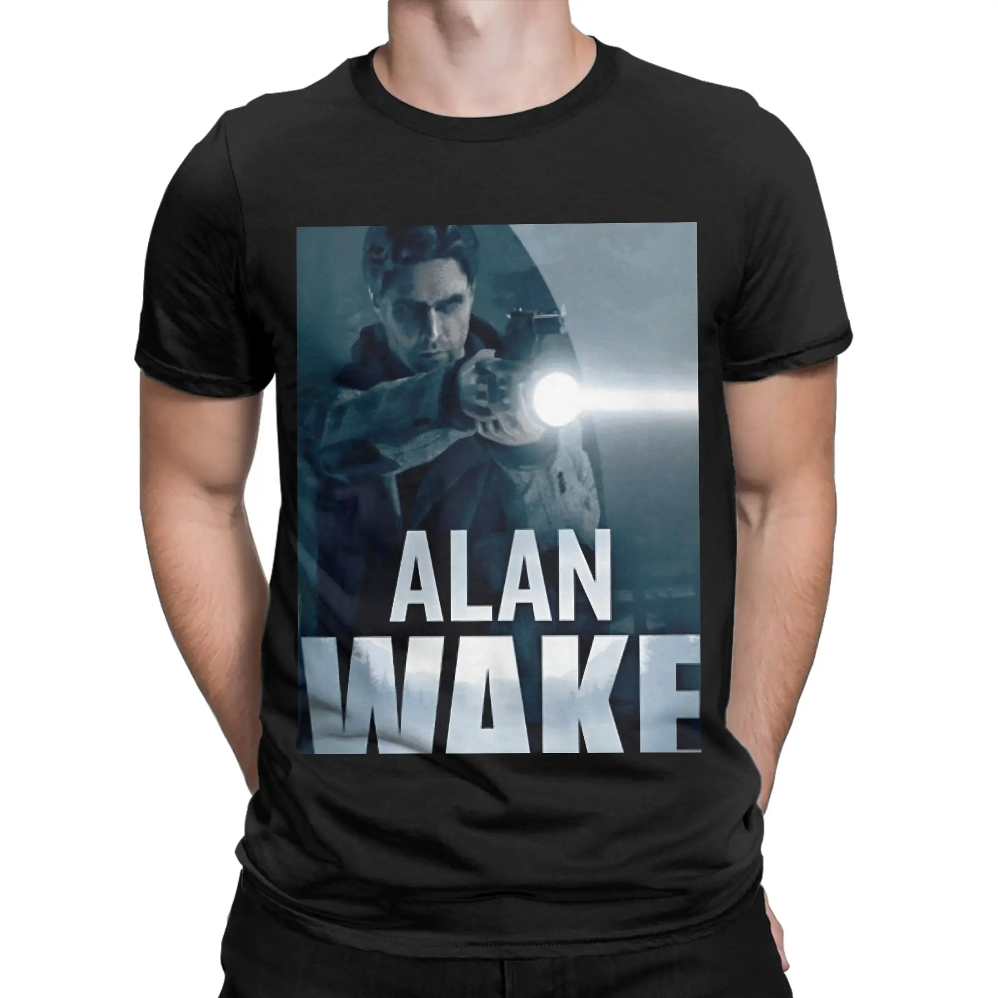 Alan wake art poster Graphic 100% Cotton T-Shirt Alan Wake 2 Tees Tops For Men