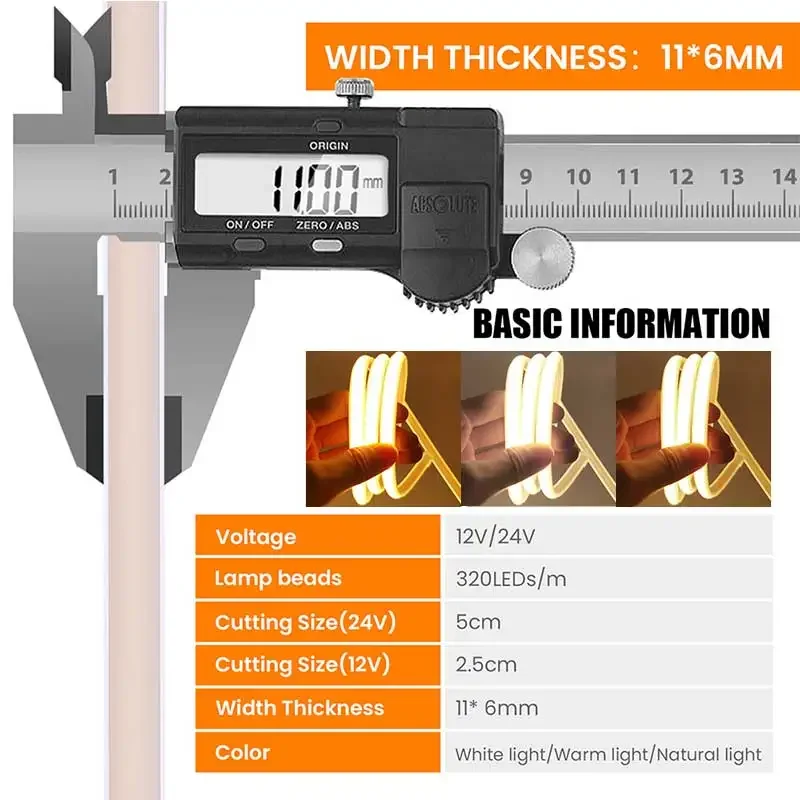 24V COB Solar Neon Light Strip LED Diode Rope Elastyczne światła Taśma samoprzylepna IP67 Ściemnialne podświetlenie Zimny Naturalny Ciepły Biały