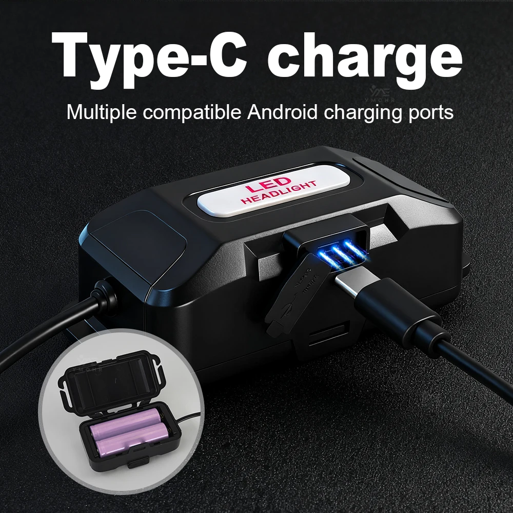 Linterna Frontal 2000 Lúmenes Recargable, Enfoque Ajustable, 2x18650, Impermeable, 3 Colores, para Senderismo, Camping y Pesca