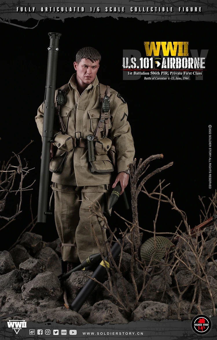 SS-126 żołnierz 1/6 mężczyzn żołnierz usa 101st AirborneDIV. 1st batalion 506th PIR, prywatna pierwsza kolekcjonerska figurka 12"