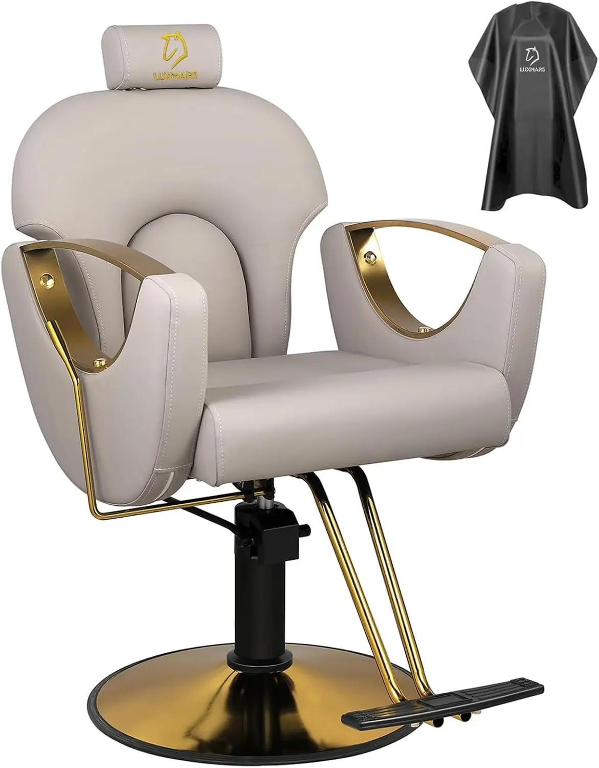 LUXMARS-Silla de barbero reclinable, sillón hidráulico de Pu, altura ajustable, para salón de belleza