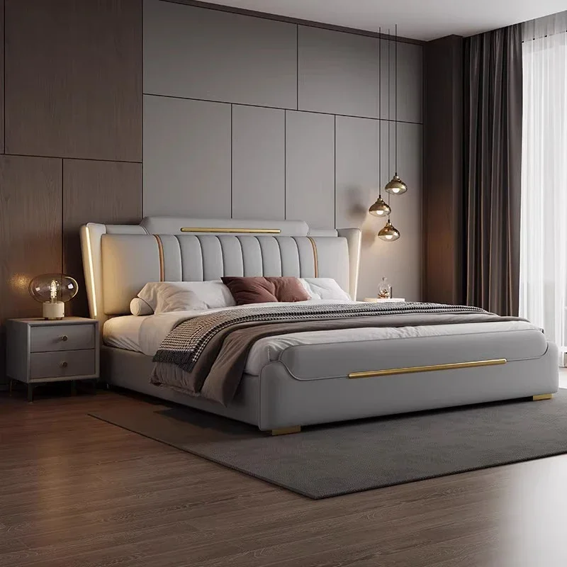 

Simple Leather Bed Princess Portable Sleeping Space Saving Children Bed Luxury Modern Storage Beliche Lounge Suite Furniture