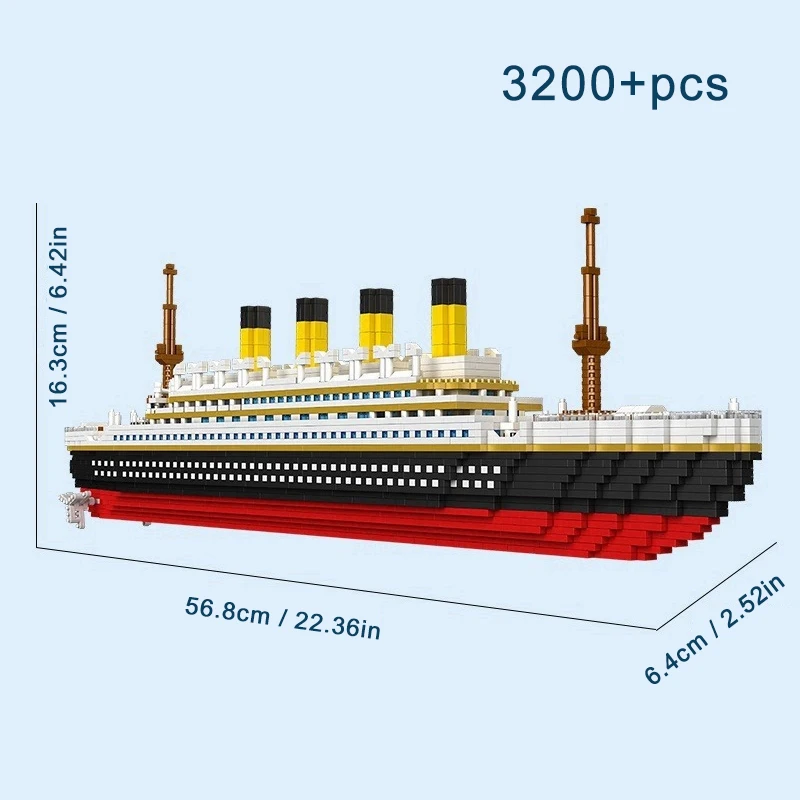 Colección creativa de barcos, microbloques de construcción DIY, juguetes Titanic, modelo MOC, modelo de ensamblaje, regalos de cumpleaños y Navidad