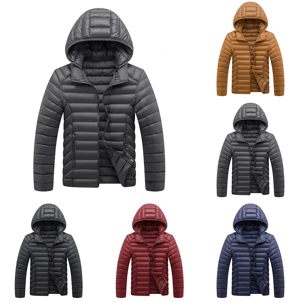 معطف شتوي للرجال للملابس الخارجية للأنشطة الخارجية، ملابس عادية، طول بلون سادة للارتداء اليومي