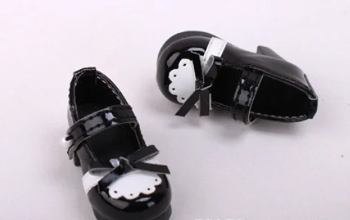 Simpatiche scarpe di colore nero per la moda YOSD 1/6 BJD Mini scarpe da bambola in pelle PU lunghezza Inser 4,5 cm accessori per bambole di alta qualità