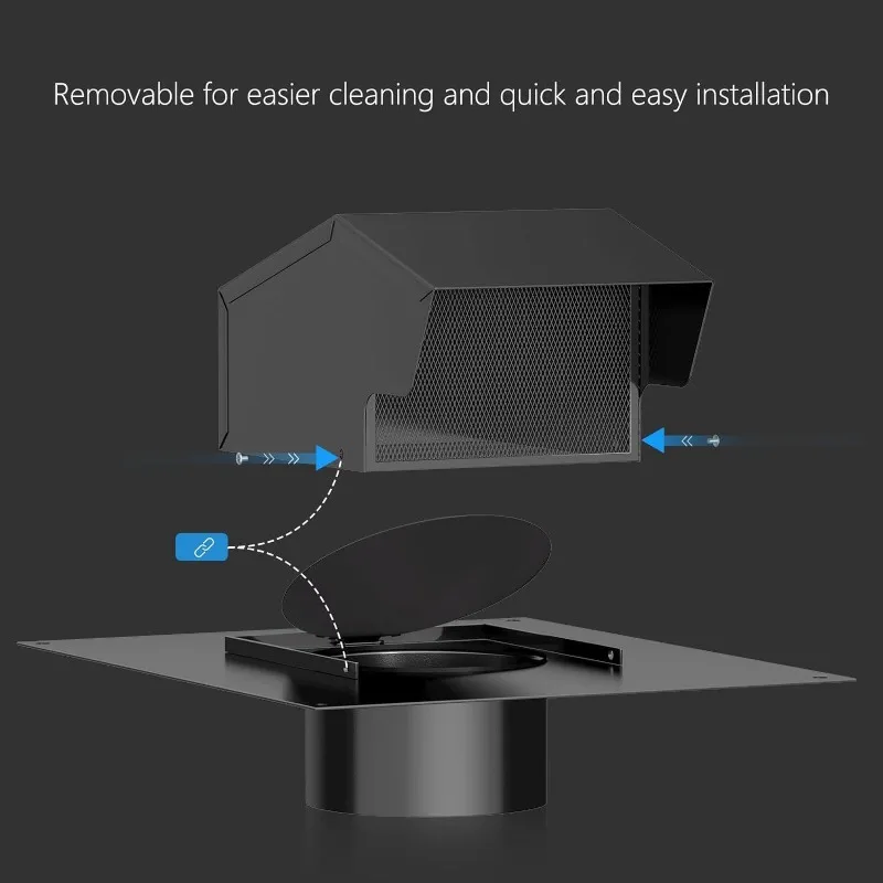 Removable Roof Vent Dryer Vent Hood Exhaust Cover for Clothes Dryer Kitchen Bathroom Duct Ventilation