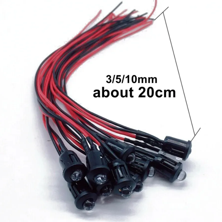 10/20PCS 5mm LED Diode Kit UV Prewired 5V 12 V Light Emitting Indicator RC Lamp Warm White Red Green Blue Yellow Orange Purple P image 4