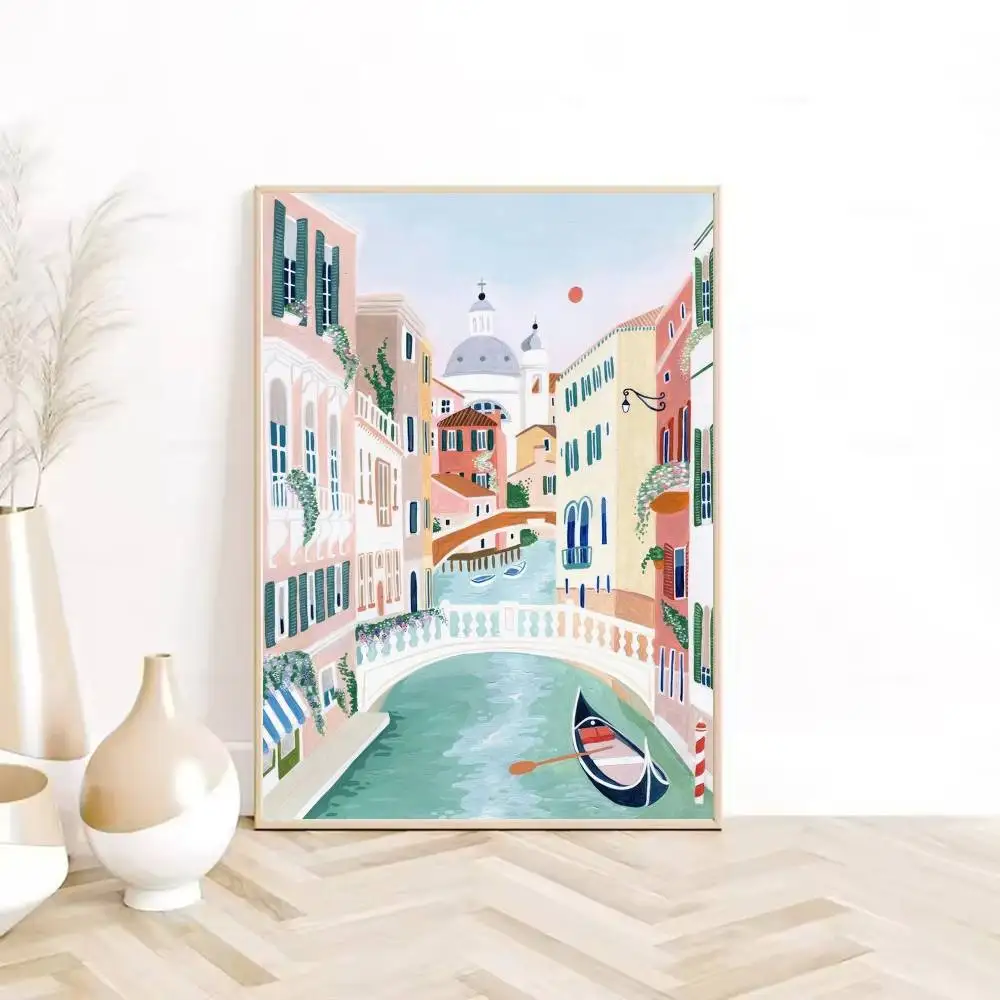 بسيطة الشمال مدينة نمط اللوحة-ملصق فني HD لزجة الجدار مقاوم للماء غرفة المعيشة المنزلي غرفة نوم النوم بار الديكور الجمالي #6