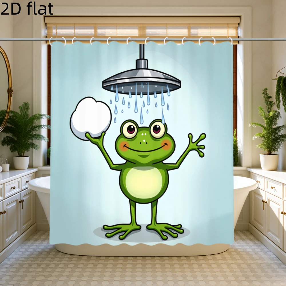 

Green Frog Shower Scene Funny Cartoon Bathroom Shower Curtain Waterproof Polyester Home Decor Novelty Bath Shower Curtain