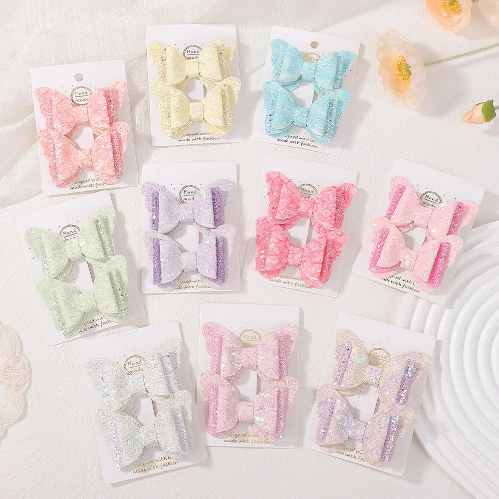 

30 Pairs/Lot, Kids Girls Glitter Butterfly Bow Hair Clips For Baby Hair Accessories