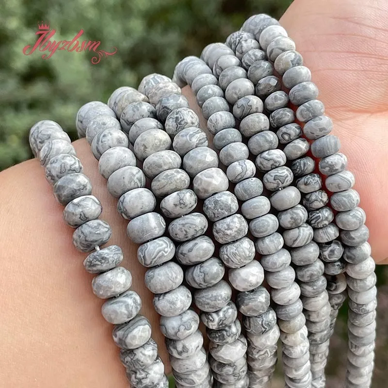 

Rondelle Smooth Faceted Frost Map Stone Spacer Loose Beads for DIY HandCraft Accessories Charms Jewelry Making Design Strand 15"