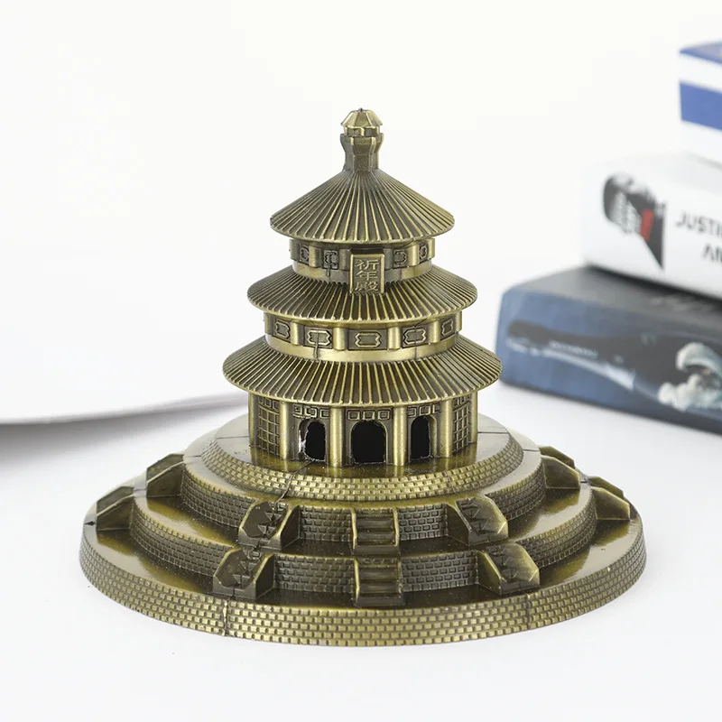 Metal Temple of Heaven Model Beijing CHINA Forbidden City Ancient Building Tourist Souvenir Home Room Desk Decor Accessorie Gift