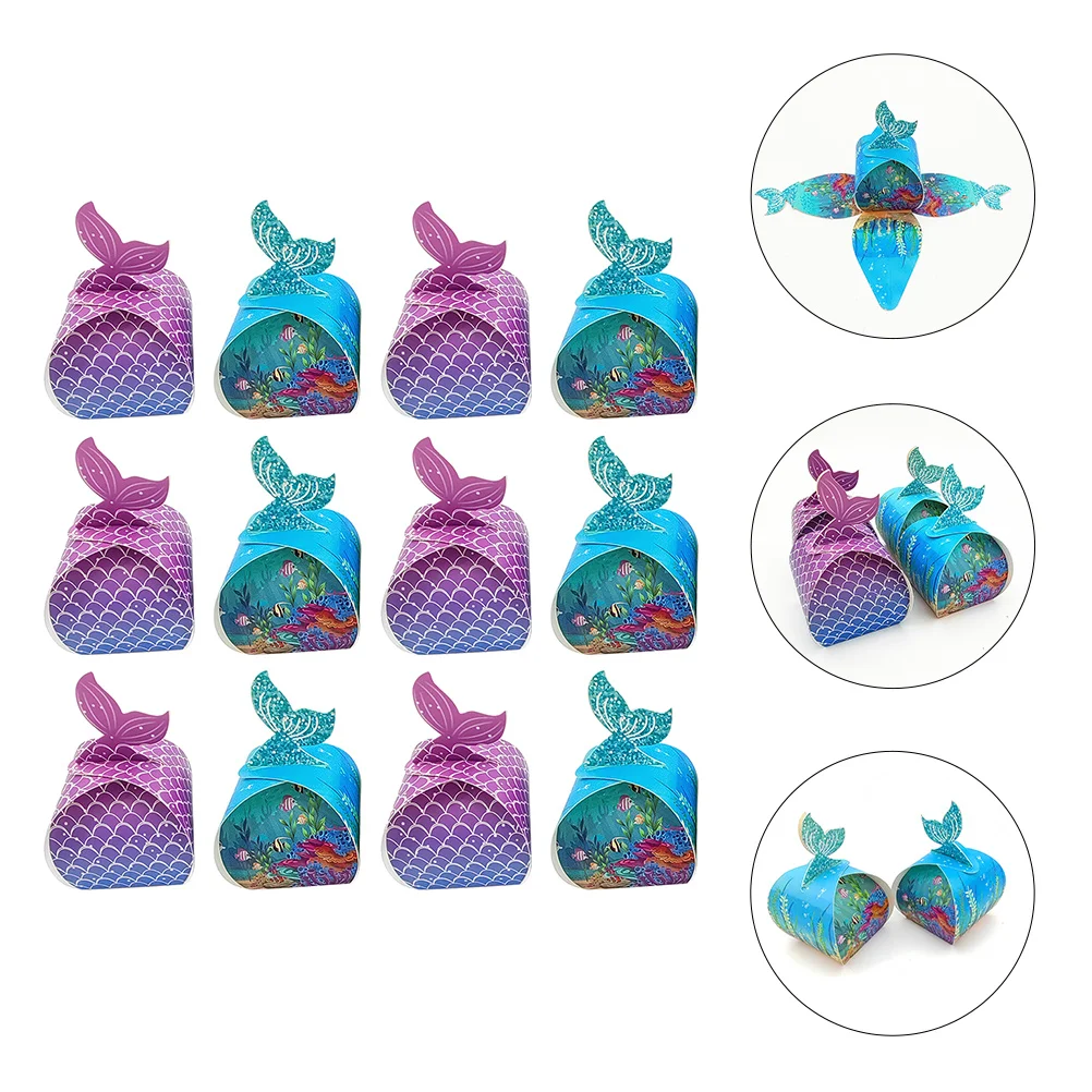 50 Pcs Mermaid Candy Box Boxes Wedding Packing Gift Holders Present Paper Storage Small Containers Wrapping