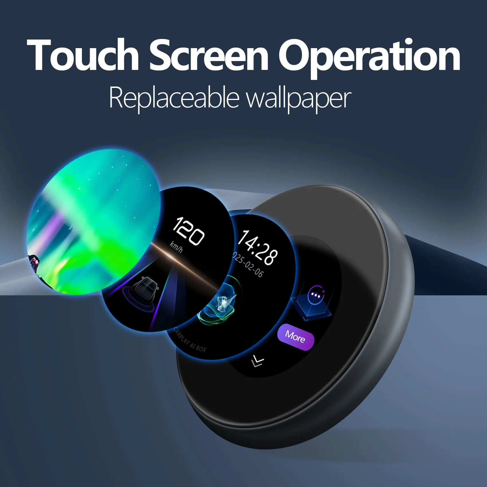 Wireless CarPlay QCM6125 Android 13 AI Box with Touch Round Display 4G LTE for Netflix for BMW ID6 ID7 ID8 ID9 Car Accessories