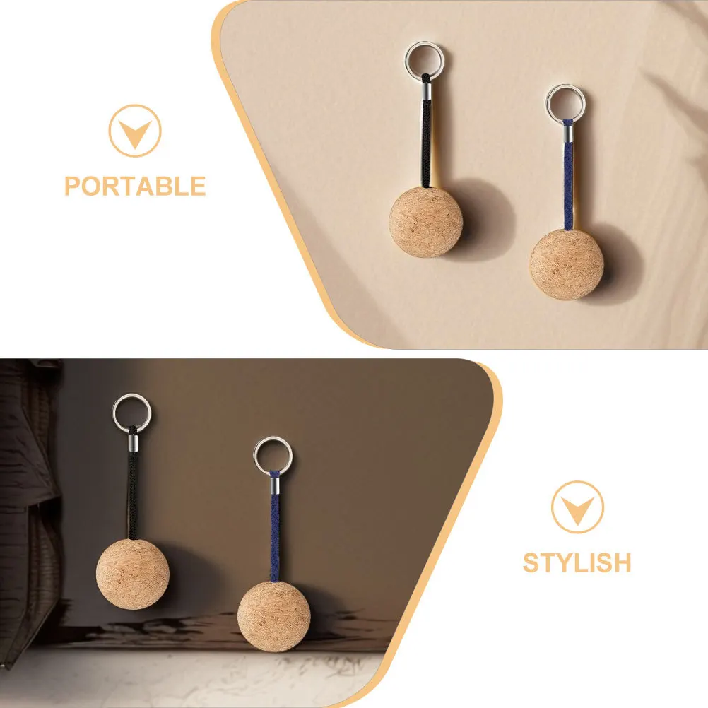 2 قطعة سلسلة المفاتيح الكرة الخشبية العائمة المزدهر المحمولة خفيفة الوزن حلقة رئيسية للرياضات المائية في الهواء الطلق التجديف القوارب تصفح الإبحار #6