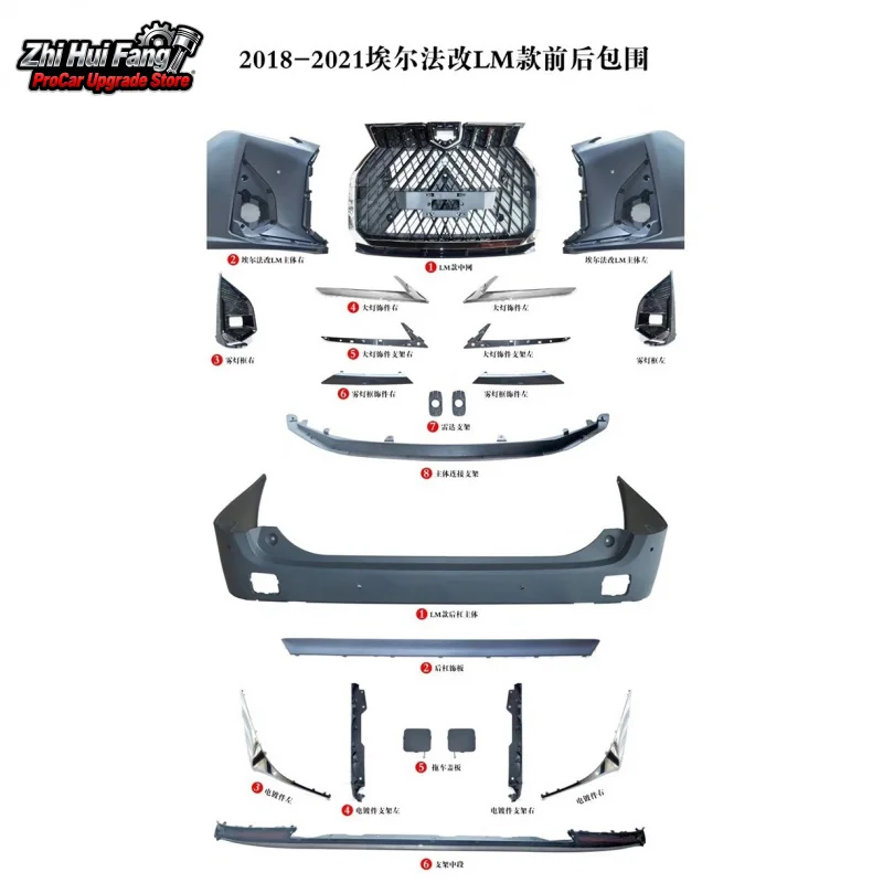 

Подходит для модифицированного переднего и заднего бампера Lexus LM 18-21 Alphard