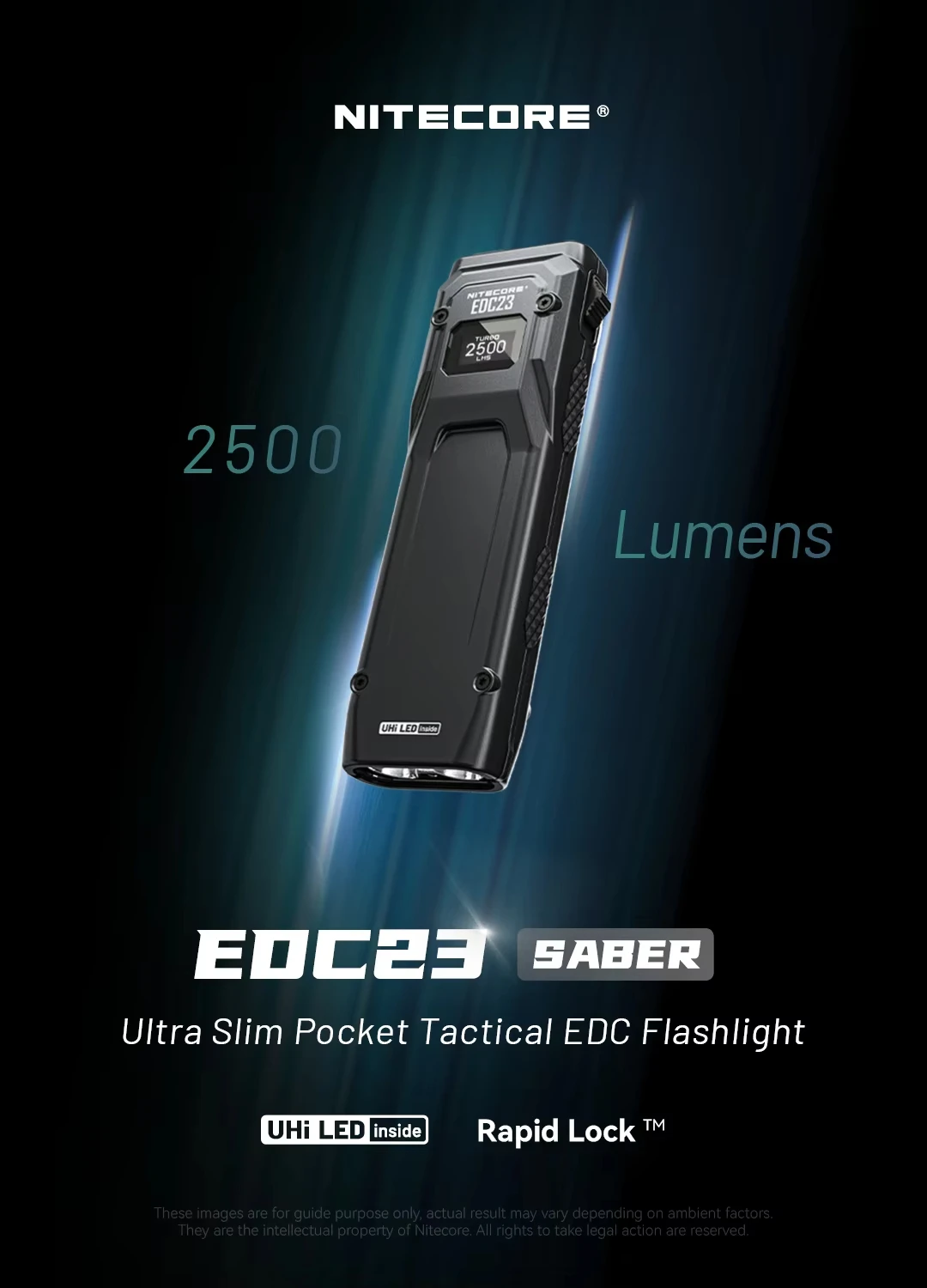 NITECORE EDC23 Untra Slim Tactical EDC Flashlight Rechargeable 2500 Lumens USB-C LED Lantern Torch Light Outdoor Pocket Light