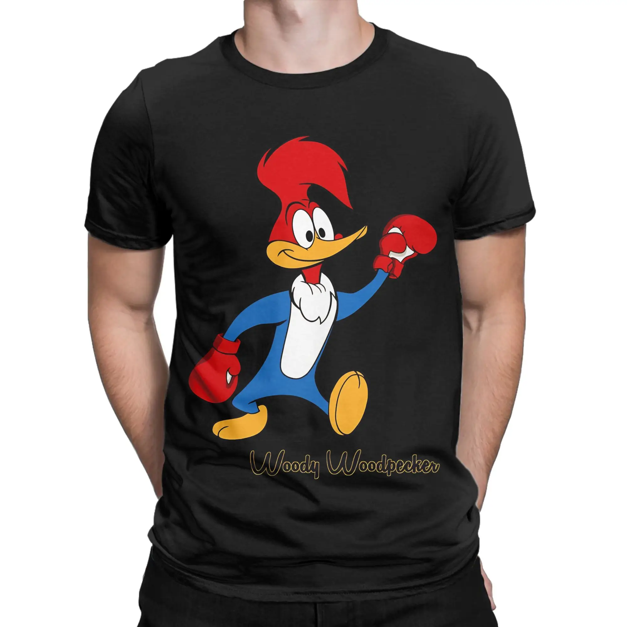Woody Woodpecker boxing Funny Graphic 100% Cotton T-Shirt Woody Woodpecker Tees Tops For Men