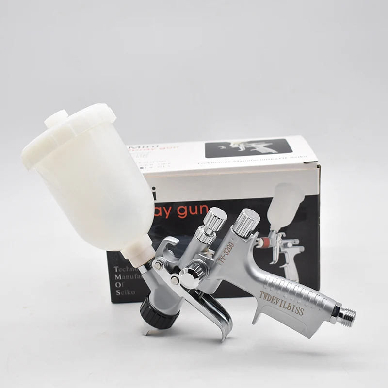 Pistolet natryskowy do farb, aerograf, pistolet HVLP, pistolet natryskowy TV3200 0.8/1.0MM, zbiornik 250ml, narzędzia do naprawy punktowej, do malowania, do farb samochodowych.