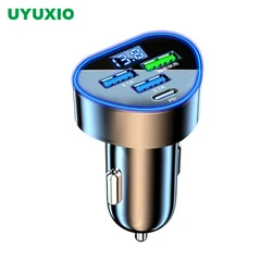 UYUXIO 4 in 1 USB C Car Charger with Voltage Display Super Fast Charging Adapter in Car for iPhone 15 Samsung Huawei Oneplus