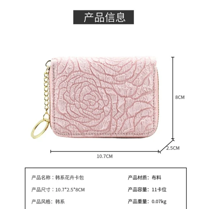 New Korean Floral Organ RFID Card Bag Women Clutch Bag Zipper Coin Purse Coin Pouch Id Holder Credit Card Holder Keychain Wallet