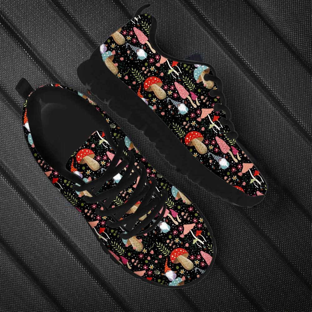 INSTANTARTS Lightweight Non-Slip Sneakers for Women Mens Mushroom and the Fungi Pattern Flat Shoes Casual Footwear Zapatilkas