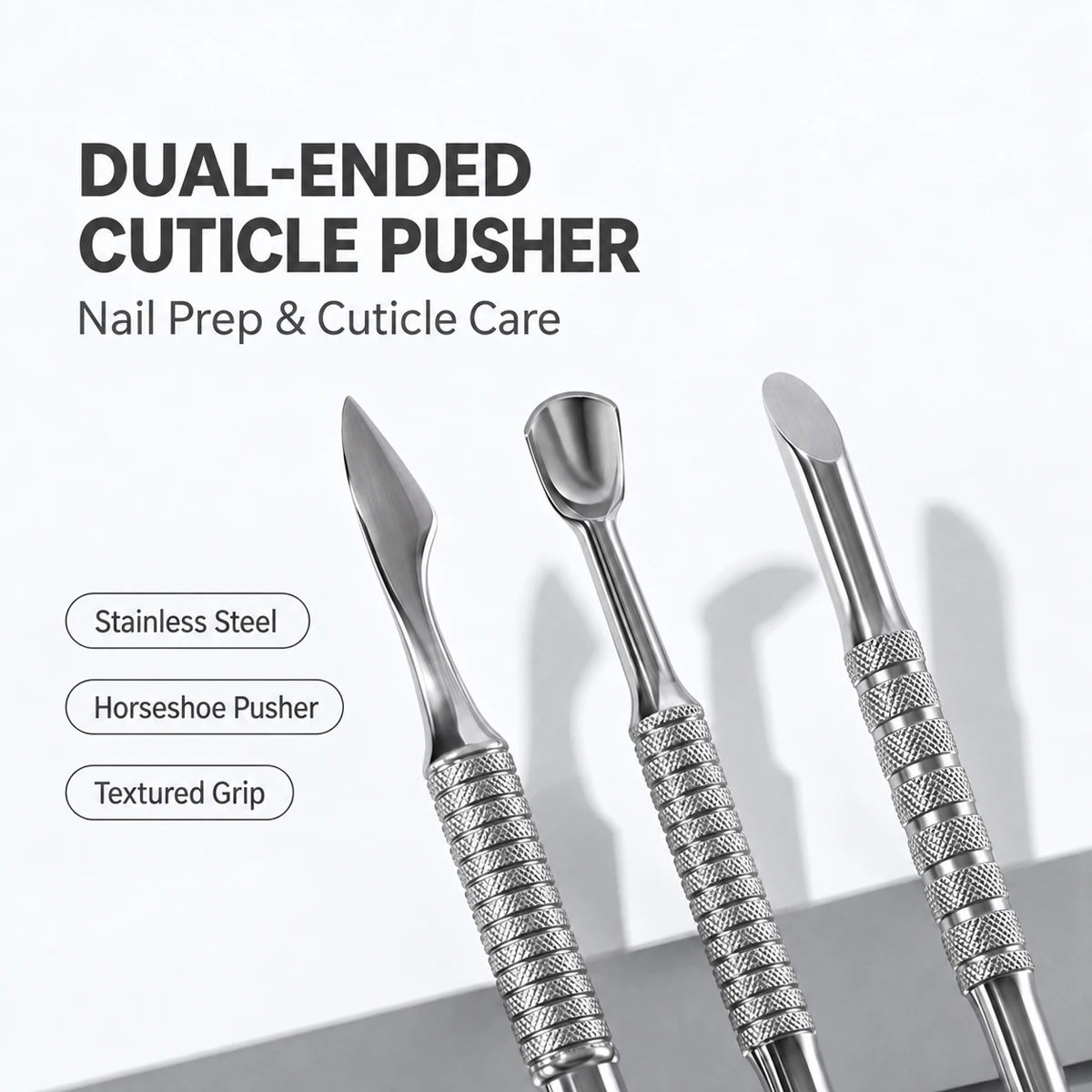 Dual Ended Cuticle Pusher Remover Stainless Steel Manicure Tool Dead Skin Knife Nail Art Prep Pedicure Home Salon Use 1/2/3/4pcs
