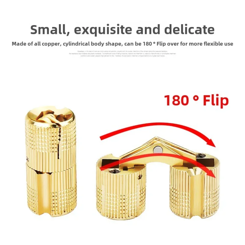 Weiyi 1Pc Copper Brass Furniture Hinges 8mm-16mm Cylindrical Hidden Cabinet Concealed Door Hinges For Hardware Gift Box