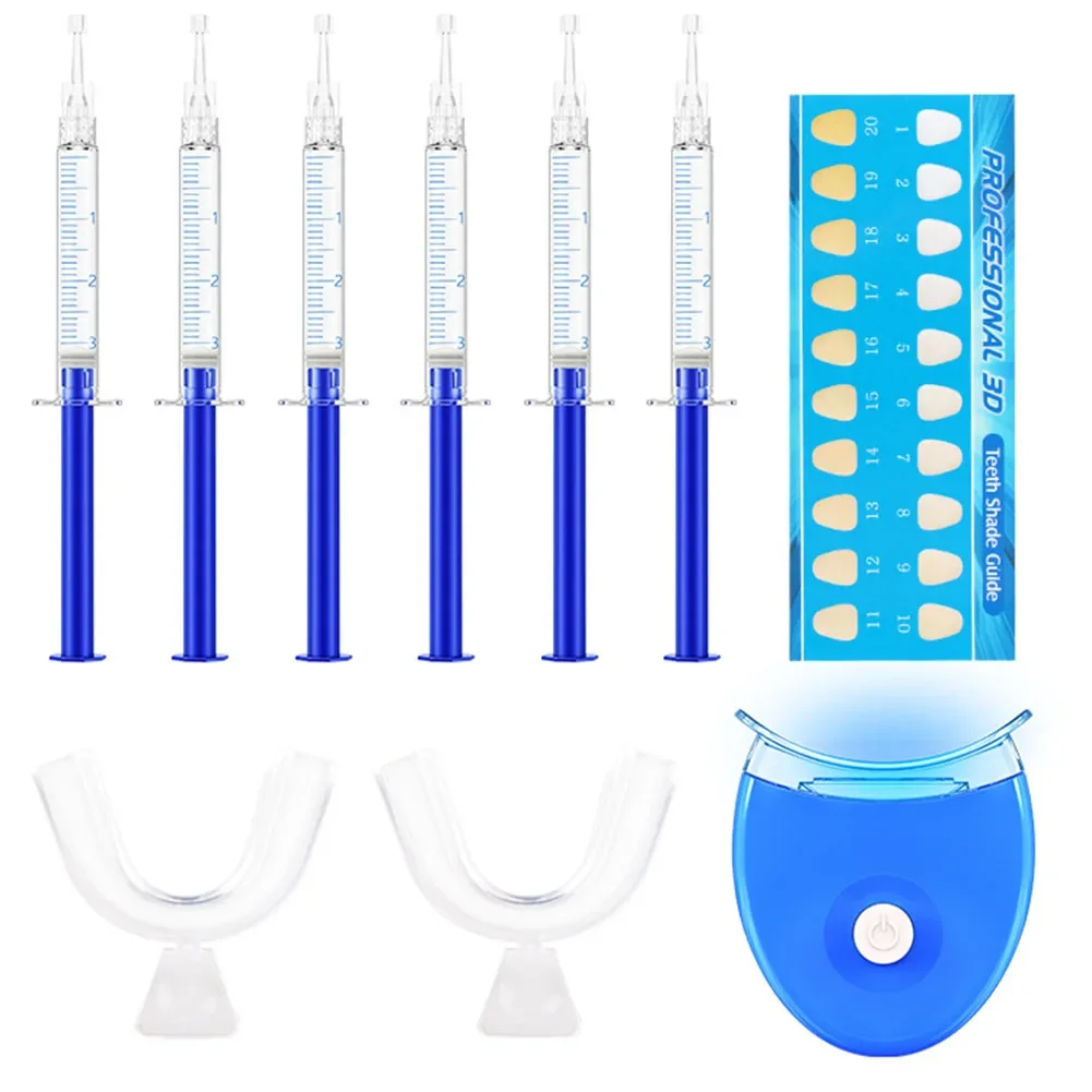 

3 Types Teeth Whitening Gel Syringe 44 Peroxide Kit Dental Tooth Bleaching LED Light Oral Hygiene Care Mouth Tray Device System