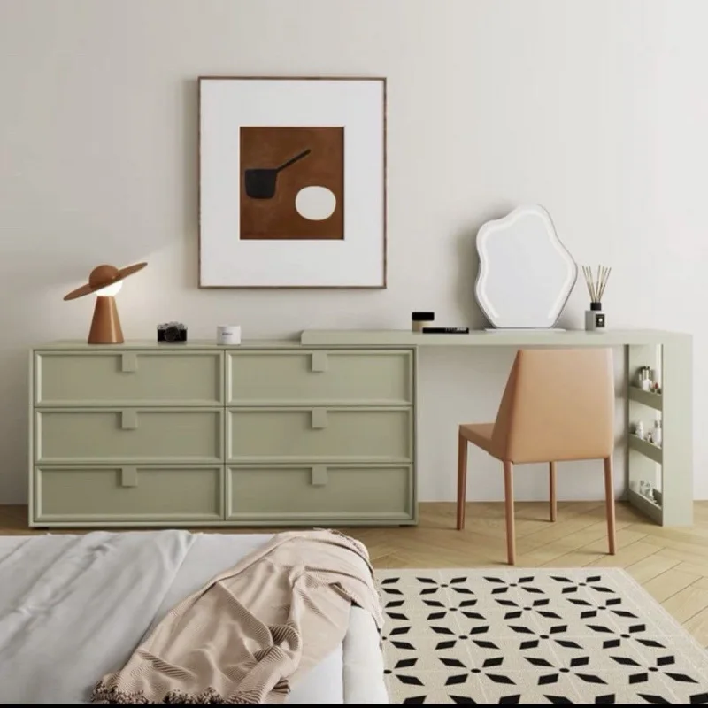 

Six-chest cabinet dresser integrated cream wind solid wood makeup table bedroom modern simple storage cabinet corner table