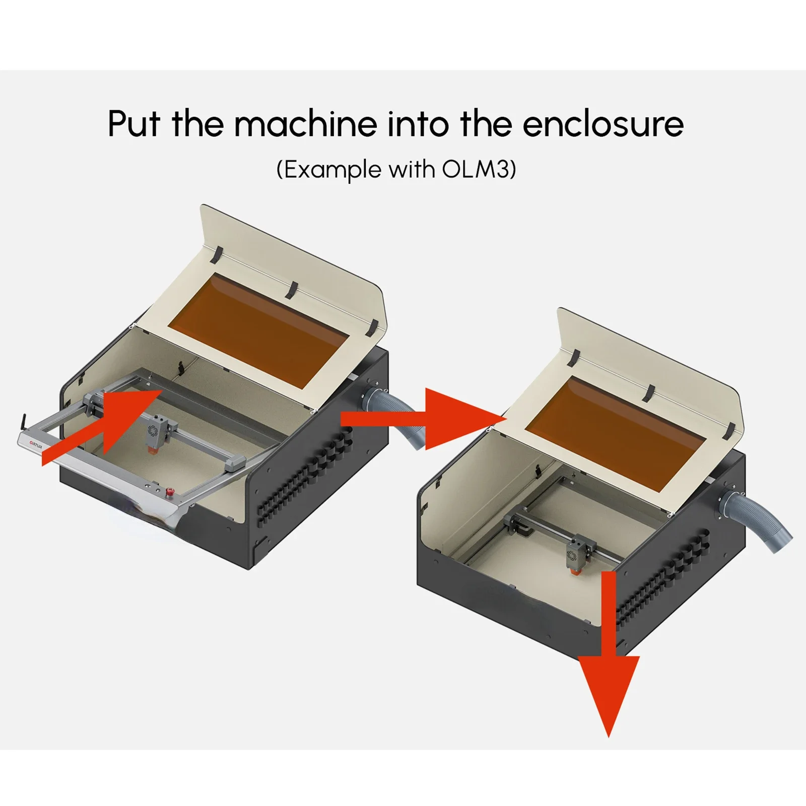 Laser Power Tool Accessories Ortur Oe2.0 Fireproof Box for Engraving Machine compatible for AL1,AL2,OLM2-S2,OLM2-PROS1,OLM-PROS2